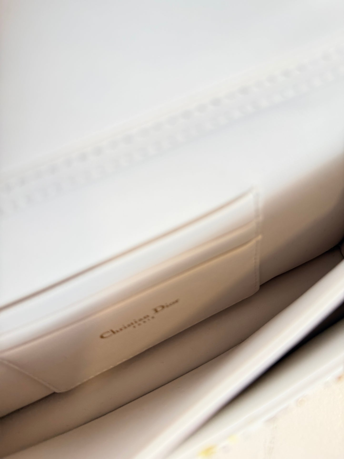 Dior Lady Dior East-West Chain Clutch | White Leather | Gold Hardware | Butterfly & Constellation Motif