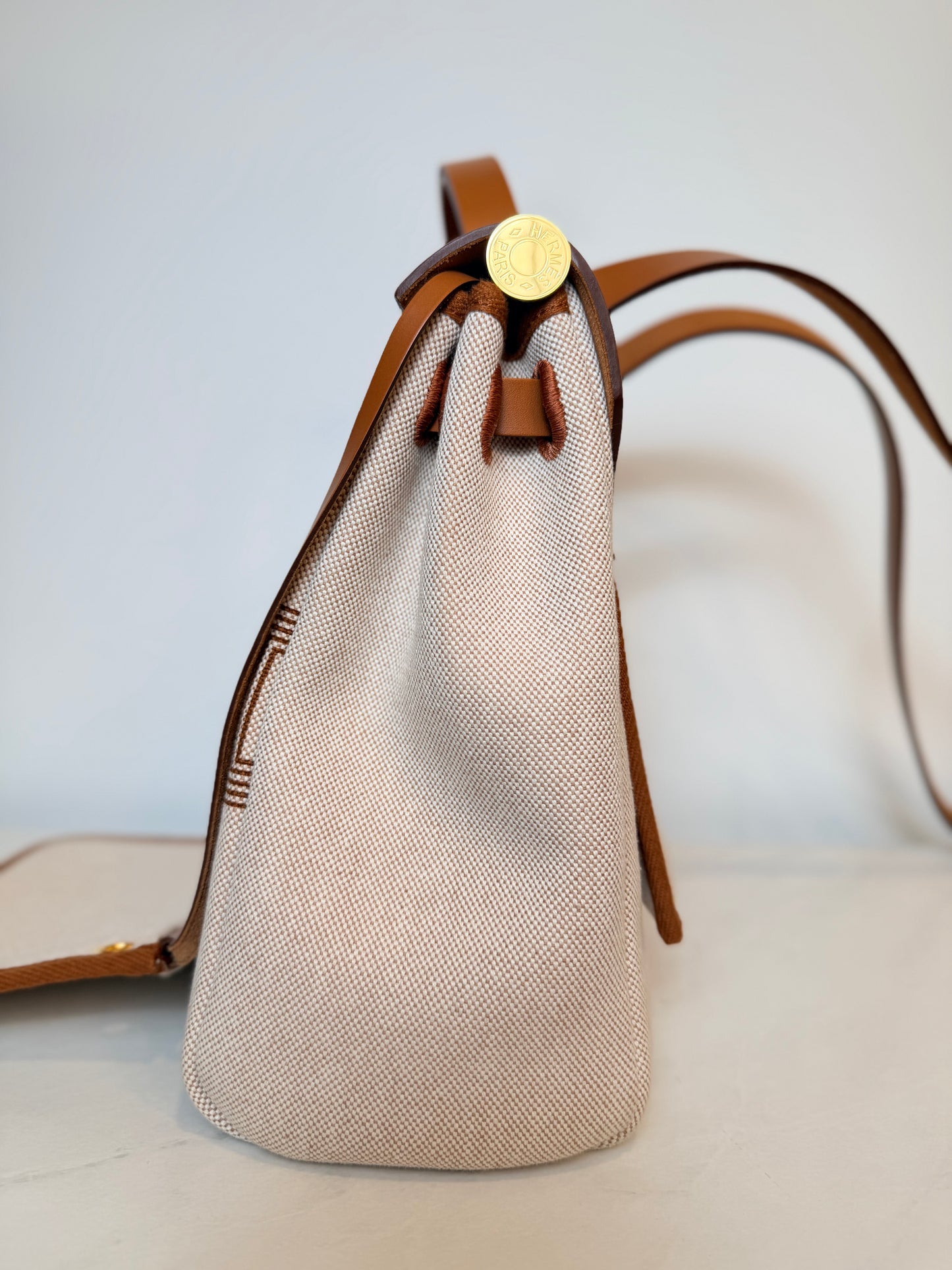Hermès Herbag 31 Canvas & Leather Bag | Gold Hardware | U Stamp 2022 | Crossbody