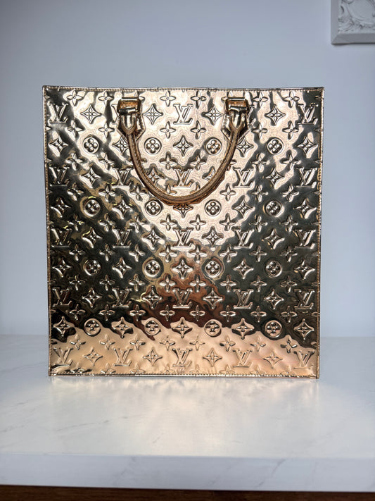 Louis Vuitton Gold Monogram Miroir Sac Plat Tote Bag | Metallic Gold Canvas | Mirror Finish | Embossed Monogram