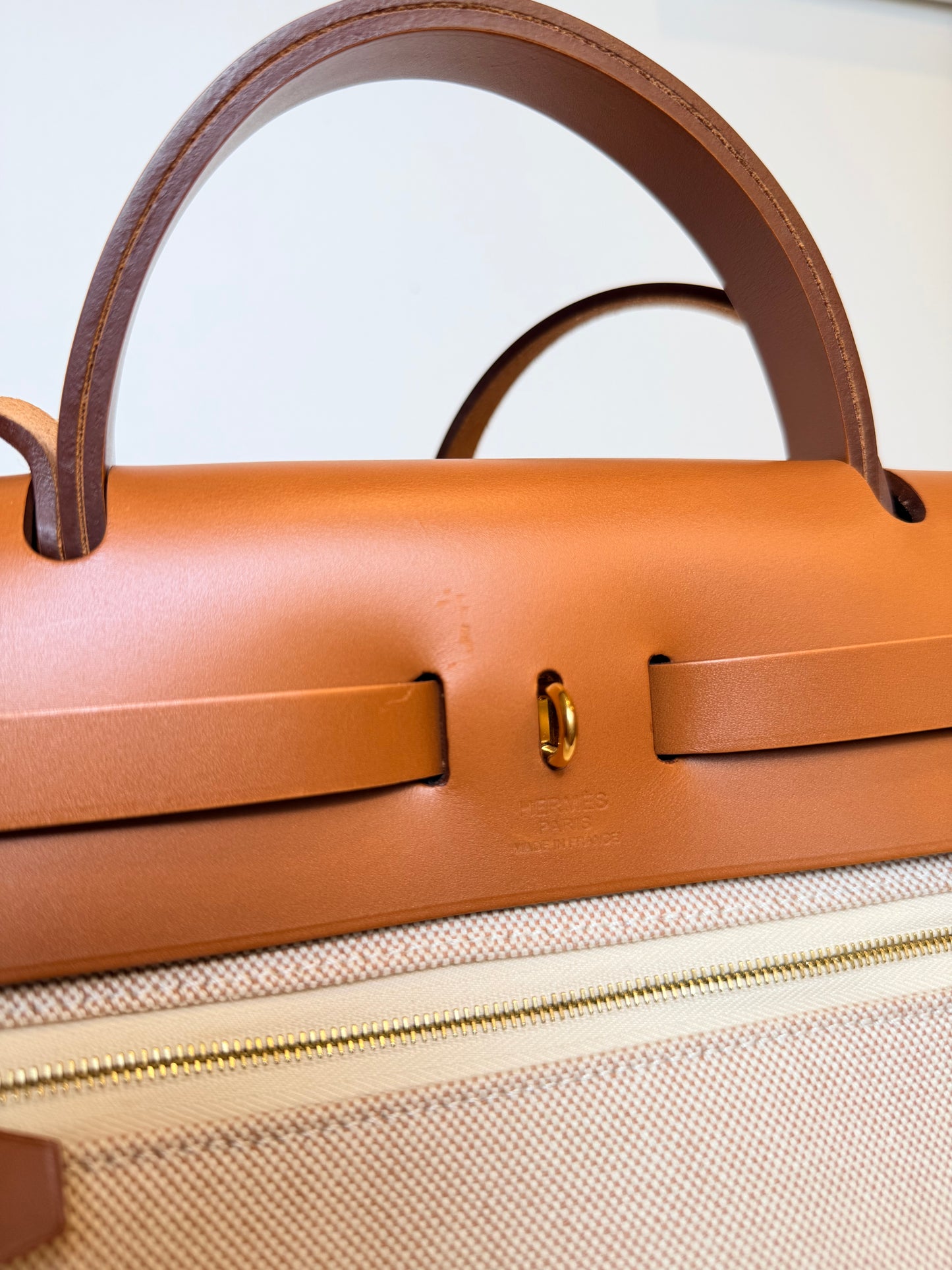 Hermès Herbag 31 Canvas & Leather Bag | Gold Hardware | U Stamp 2022 | Crossbody