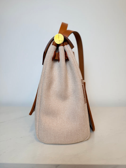 Hermès Herbag 31 Canvas & Leather Bag | Gold Hardware | U Stamp 2022 | Crossbody