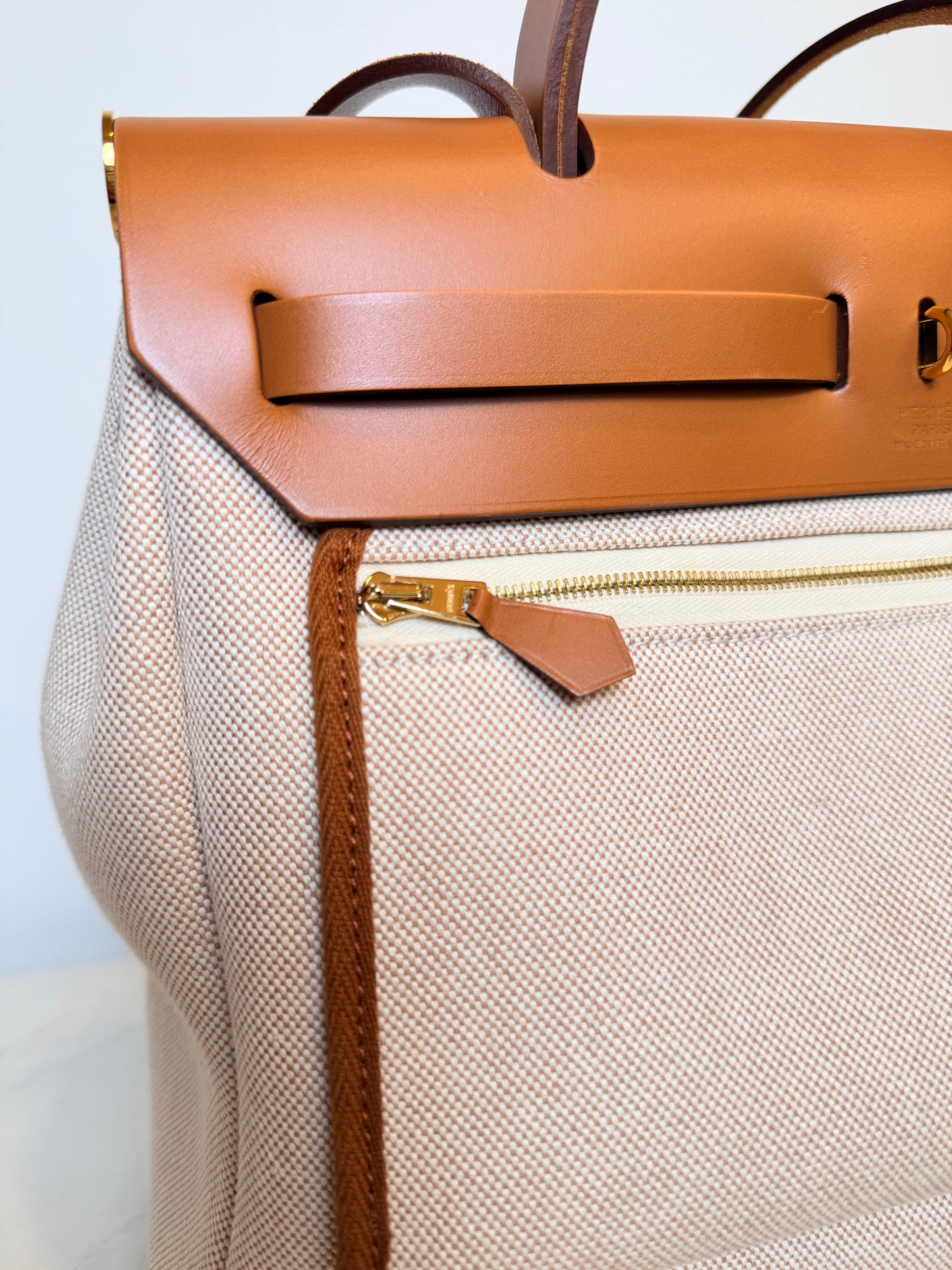 Hermès Herbag 31 Canvas & Leather Bag | Gold Hardware | U Stamp 2022 | Crossbody