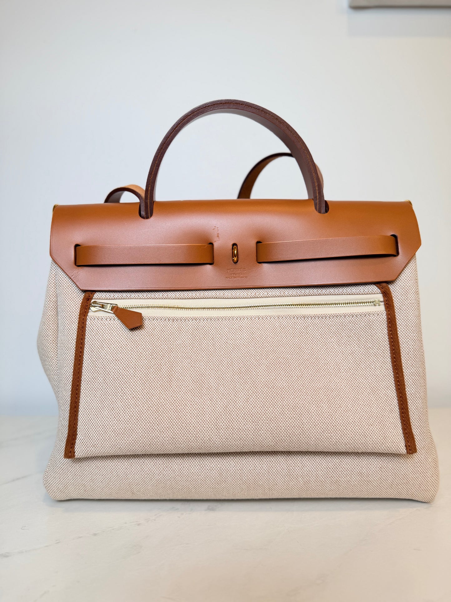 Hermès Herbag 31 Canvas & Leather Bag | Gold Hardware | U Stamp 2022 | Crossbody